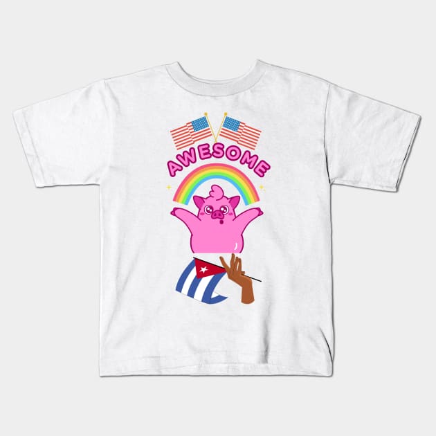 50% cuban 50% American 100% Awesome Kids T-Shirt by Ekkoha